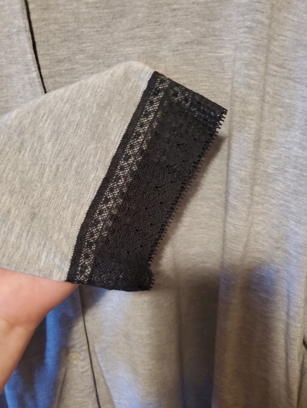 Victoria's Secret Gray & Black Two-Piece Pajama Set with Black Lace Accent Trim - Picture 10 of 11